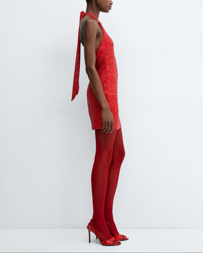 MNG - Vestido lentejuelas cuello halter