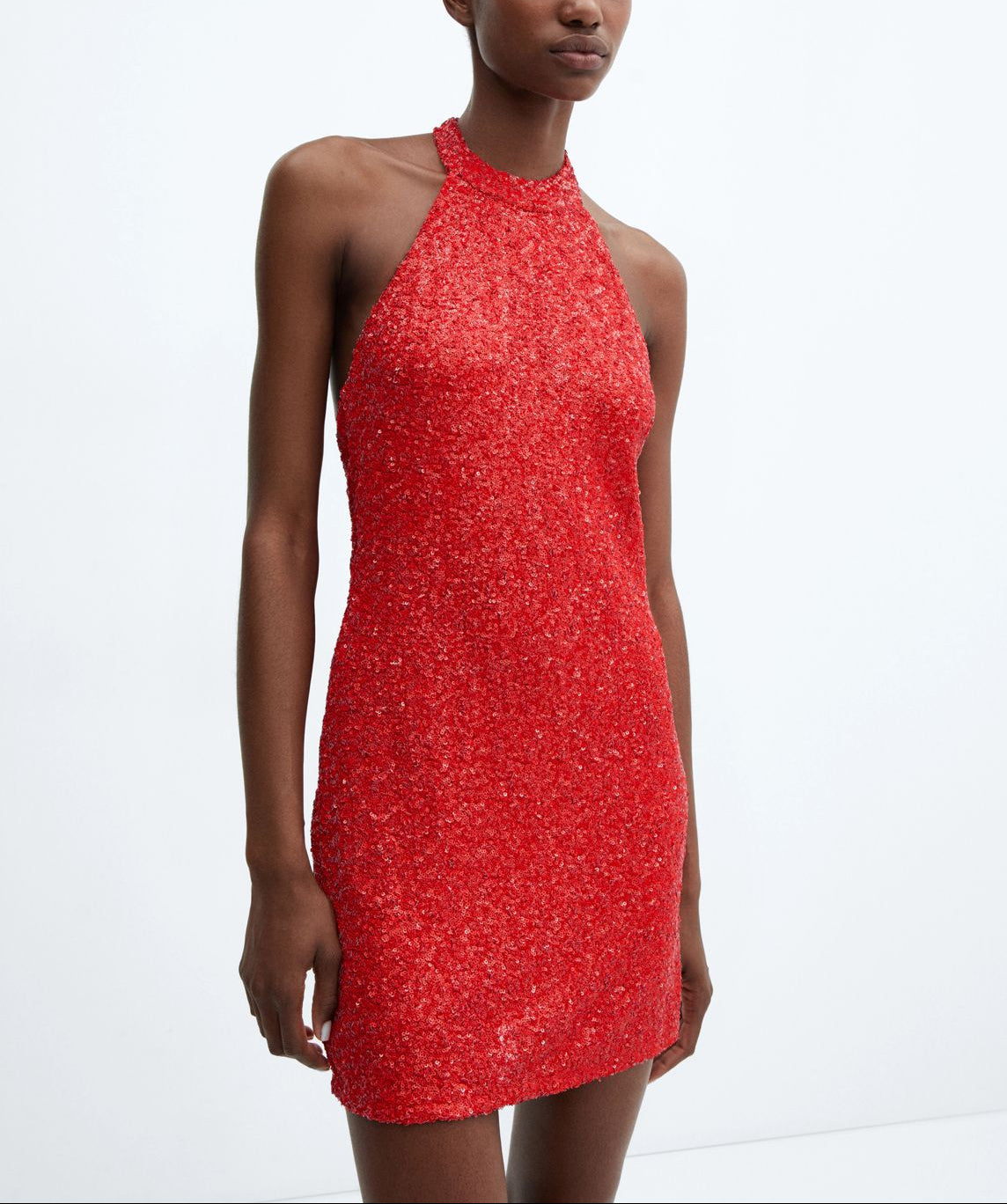 MNG - Vestido lentejuelas cuello halter