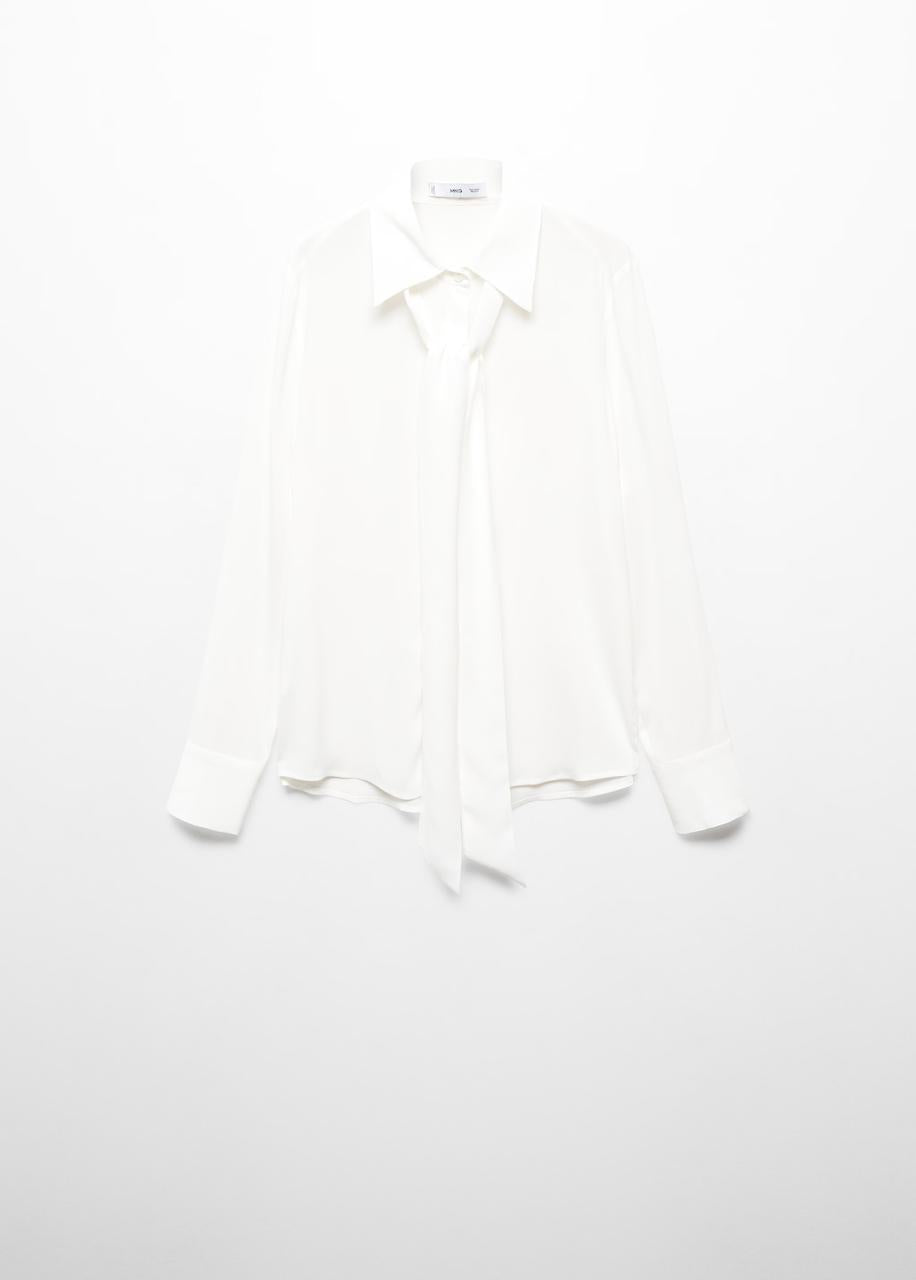 MNG - Blusa con lazo en el cuello