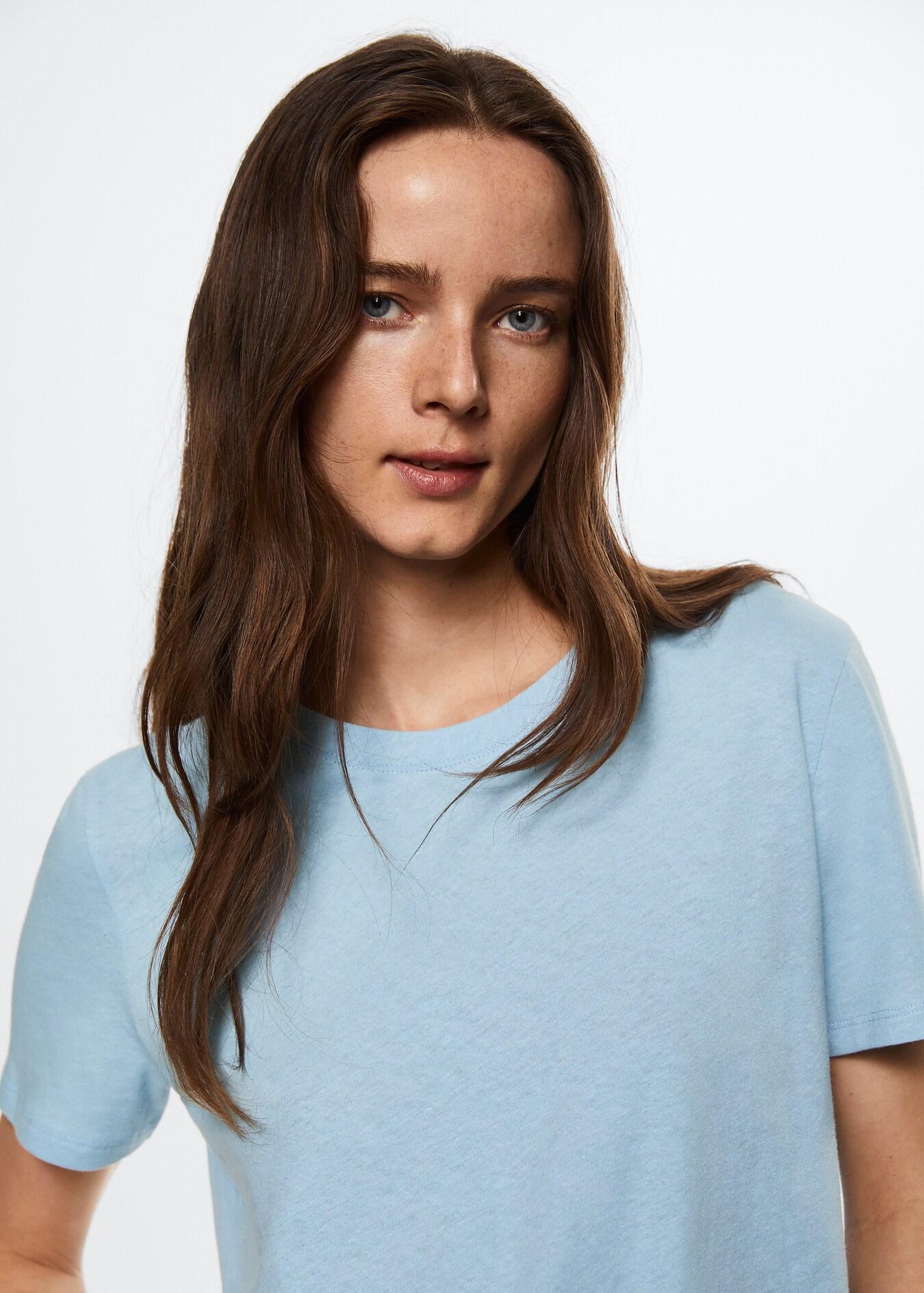 Mango - Camiseta algodón lino