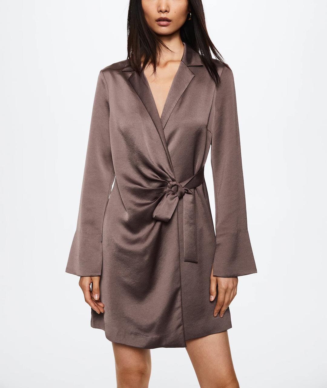 MNG - Vestido camisero satinado