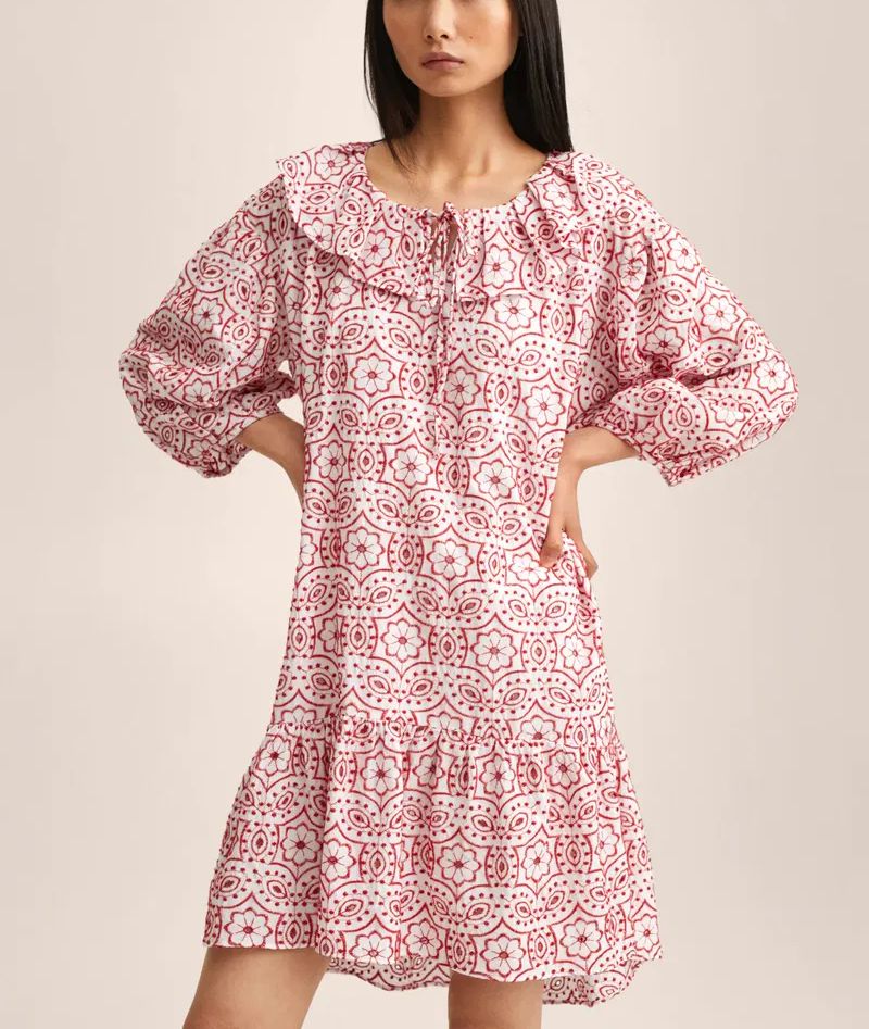 MNG - Vestido bordado algodón