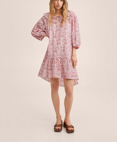 MNG - Vestido bordado algodón