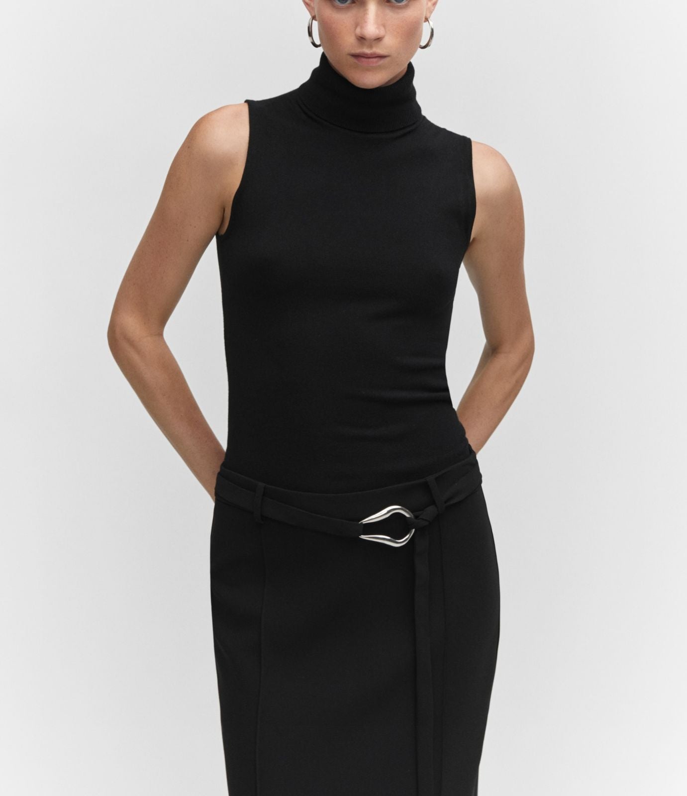 MNG - Falda cinturón abertura