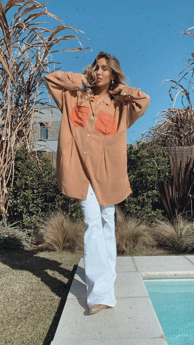 Sur de asia - Vestido Camisero Jackson Hole camel