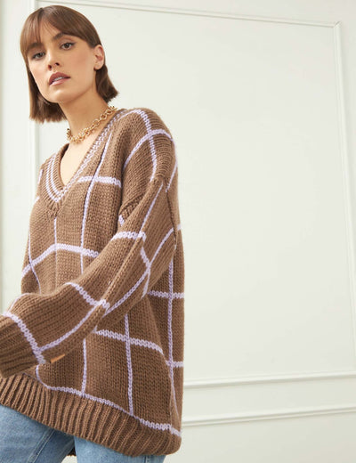 Rotunda - Sweater Cuadre Brownie