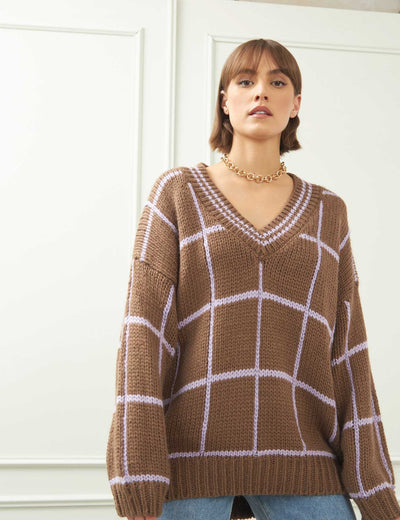 Rotunda - Sweater Cuadre Brownie