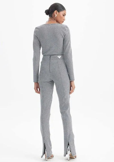 Mia Bakana - LancaPerfume - leggings texturizados de cintura alta Plata