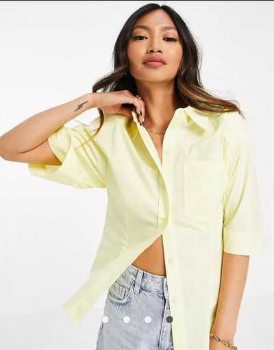 Mango - Camisa algodon manga acampanada