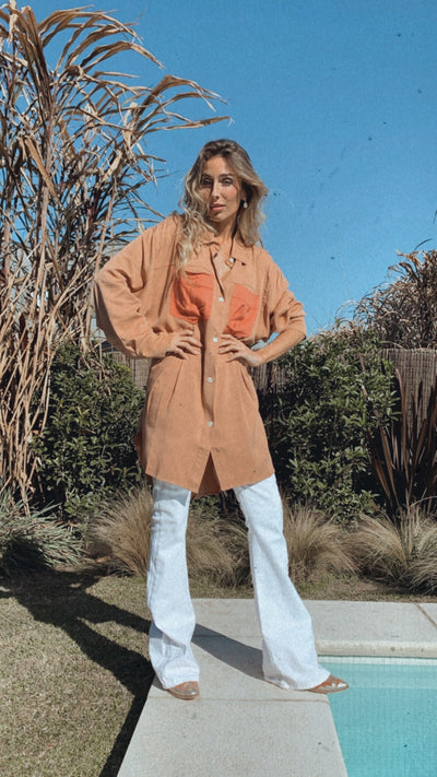 Sur de asia - Vestido Camisero Jackson Hole camel
