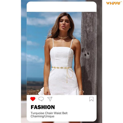 Unico - Cinturon Dorado Turquoise