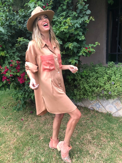 Sur de asia - Vestido Camisero Jackson Hole camel