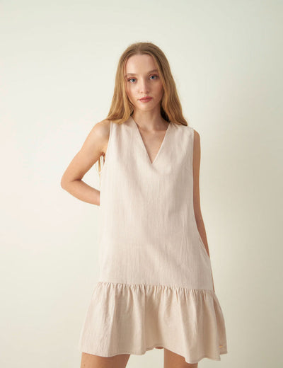 Rotunda - Vestido Mechlin Beige
