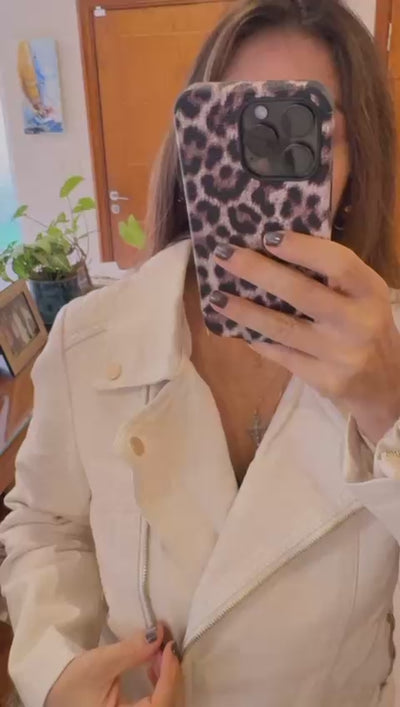 Essentials - Campera Ecocuero blanco roto
