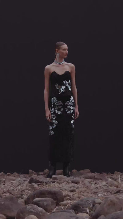 CINNTRE - Falda Estampada de Lentejuelas