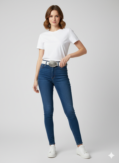 Unico - Cinturon Hebilla Metal Blanco