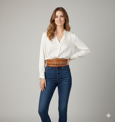 Unico - Cinturon tachas Engomado Hebilla Suela