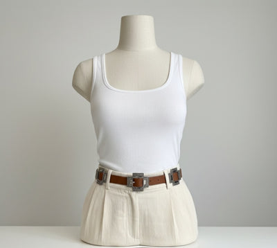 Unico - Cinturon con hebilla en cruz Chocolate