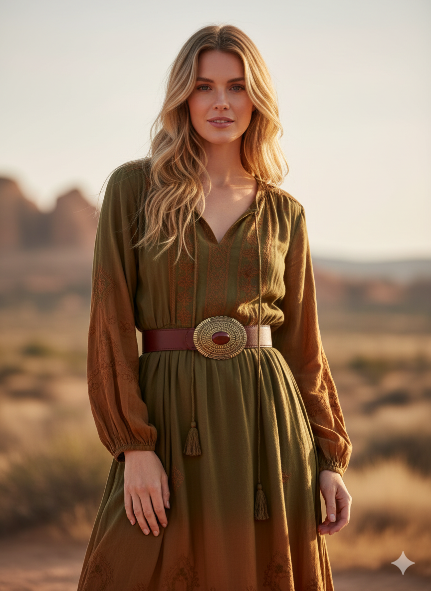 Unico - Cinturon Hebilla Oro Viejo Marron