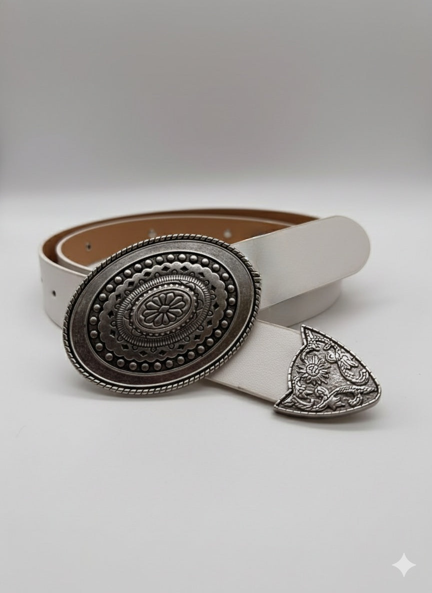 Unico - Cinturon Hebilla Metal Blanco