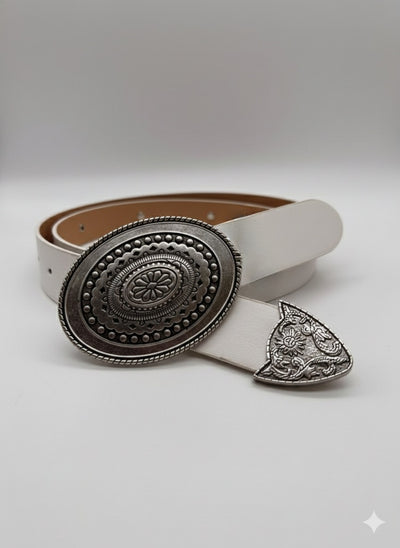 Unico - Cinturon Hebilla Metal Blanco