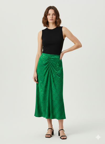 MNG - Falda estampada fruncida