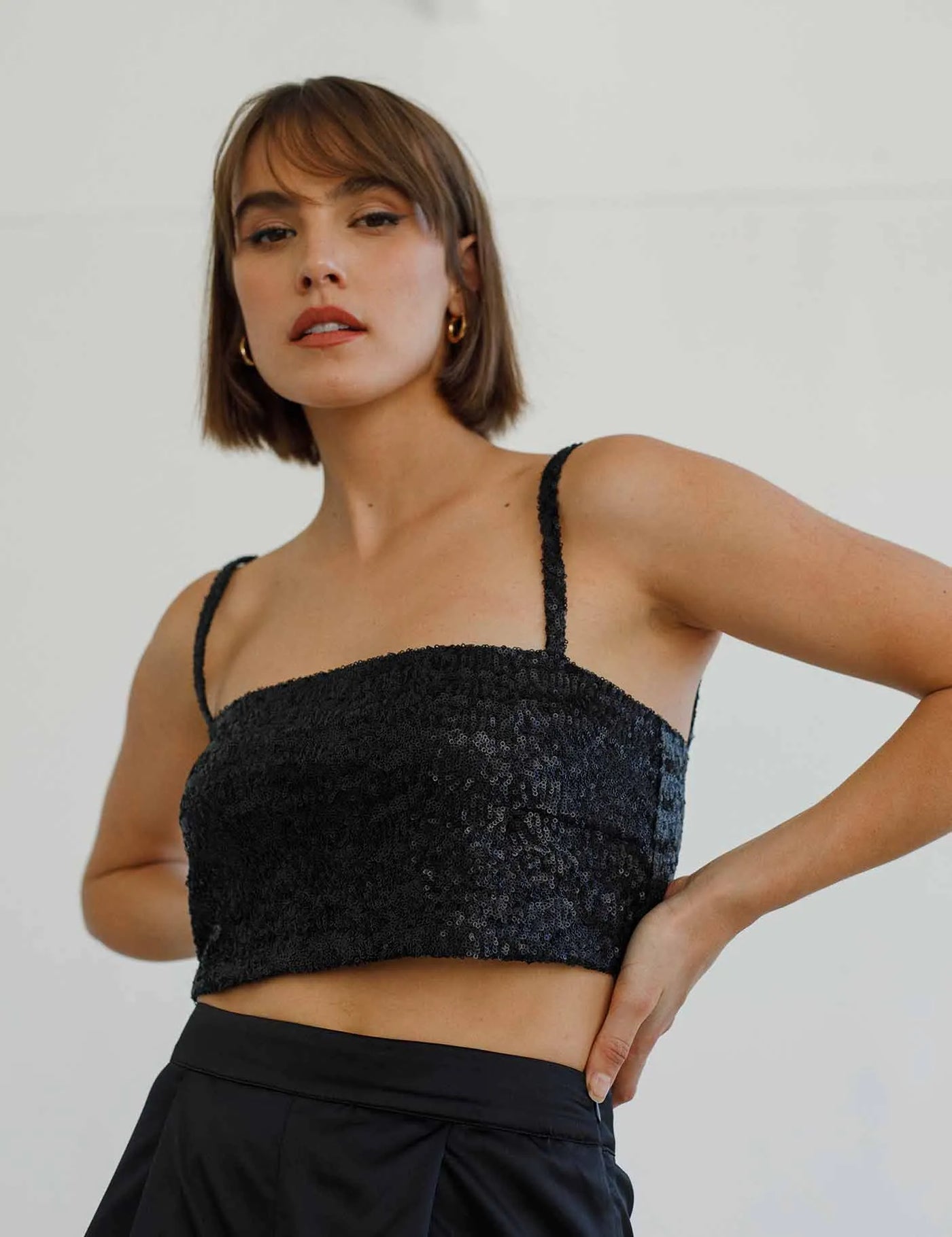 Rotunda - Crop top de Paillette  Vande Black