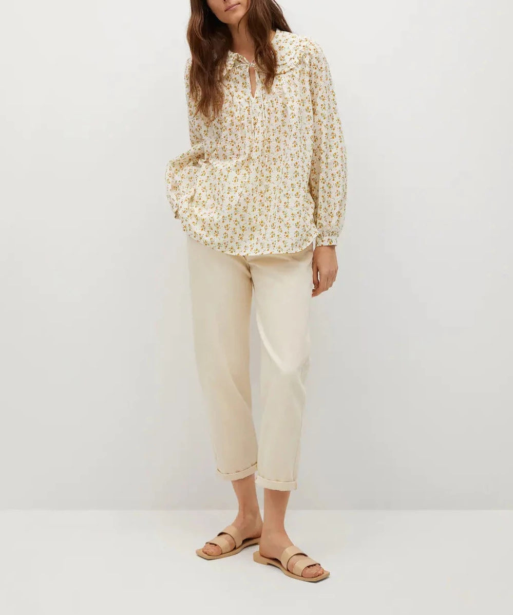 Mango- Blusa cuello babydoll