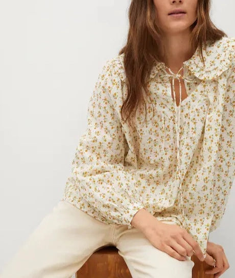Mango- Blusa cuello babydoll