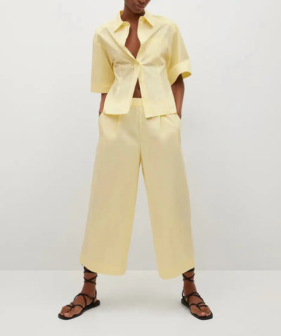 Mango - Camisa algodon manga acampanada