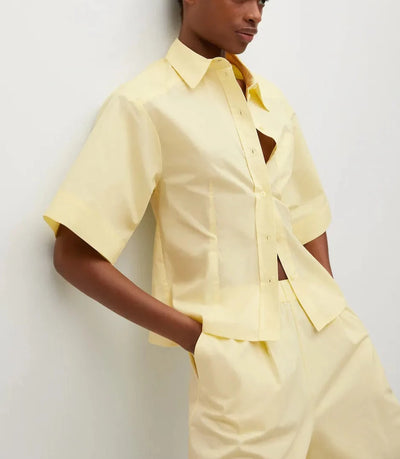 Mango - Camisa algodon manga acampanada
