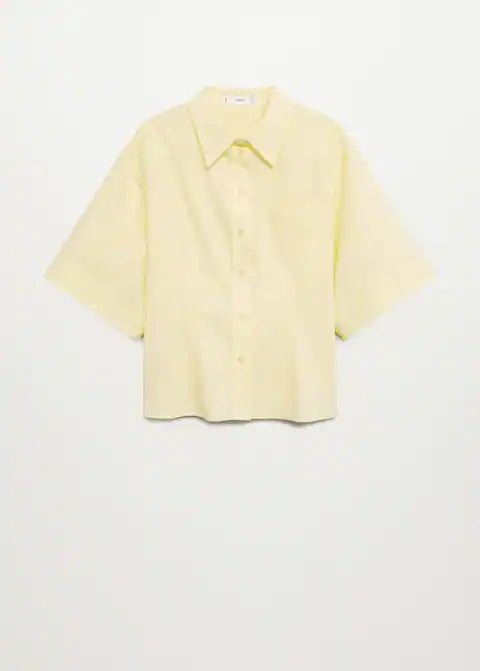 Mango - Camisa algodon manga acampanada