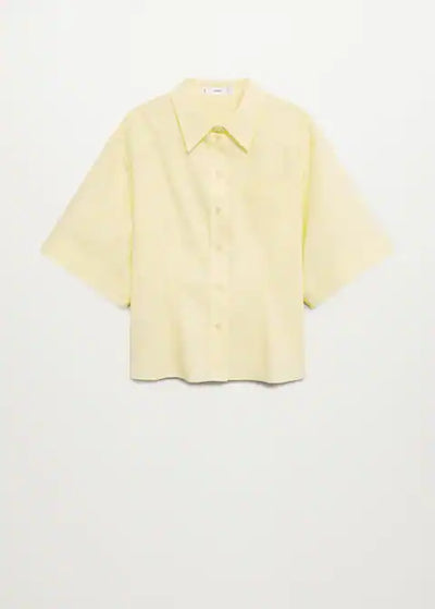 Mango - Camisa algodon manga acampanada