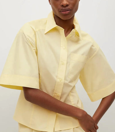 Mango - Camisa algodon manga acampanada