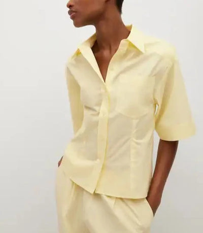 Mango - Camisa algodon manga acampanada