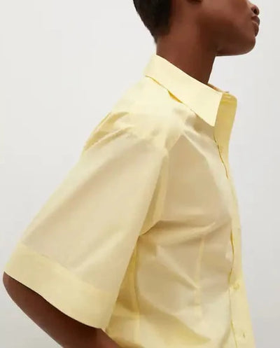 Mango - Camisa algodon manga acampanada