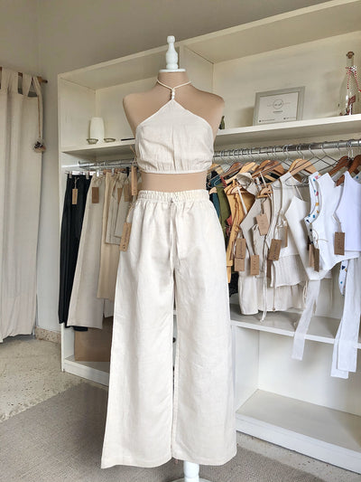 Crop Lino Tri Beige