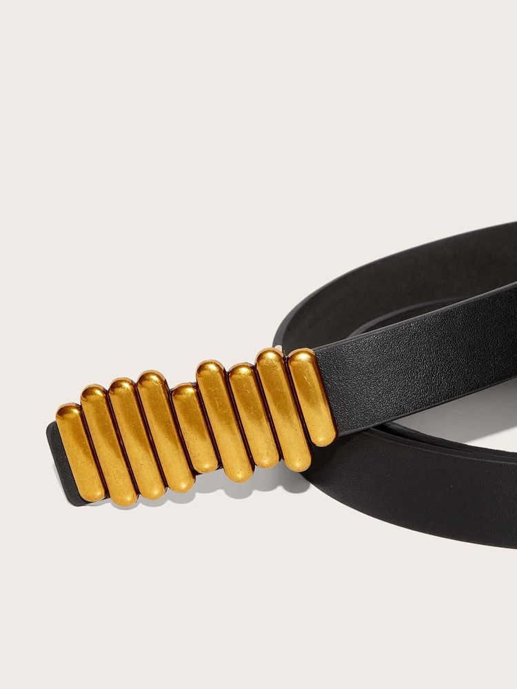 Unico - Cinturon Fino Hebilla Metal negro