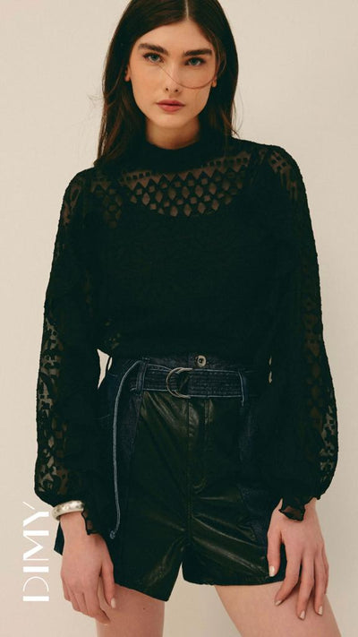 CINNTRE- Dimy Short Jean con Ecocuero