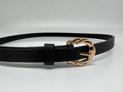 Unico- Cinturon Negro Hebilla Dorada S